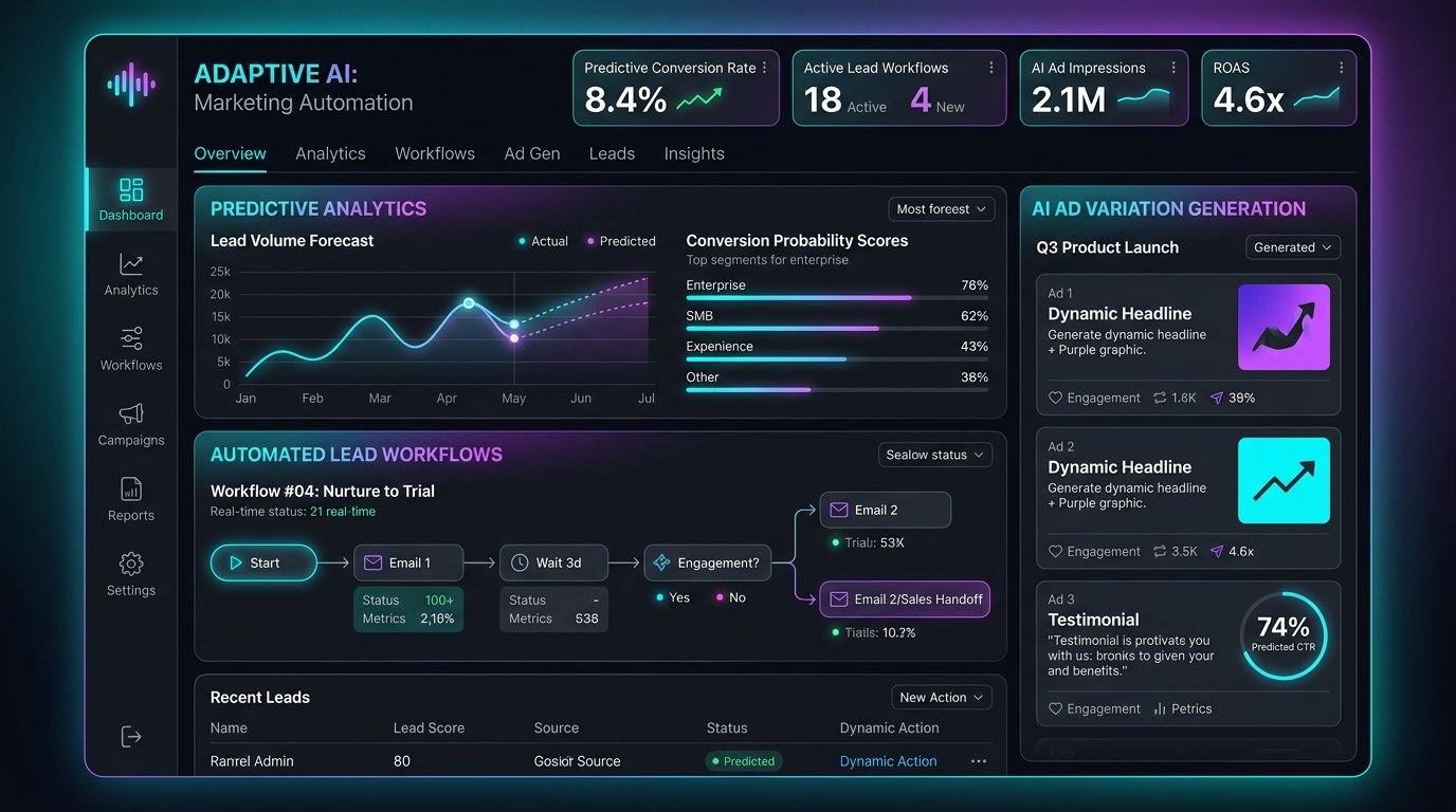 AI Marketing Agency in India Predictive Analytics and Automated Lead Workflows Dashboard